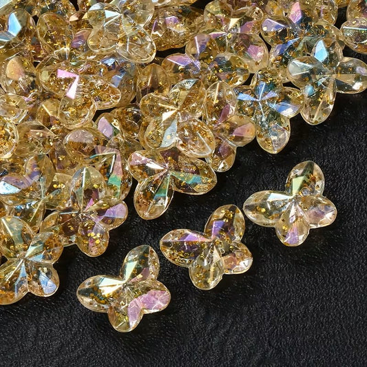 Margele acrilice fluture 18x14mm galben