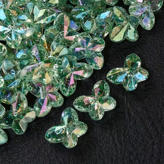 Margele acrilice fluture 18x14mm verde