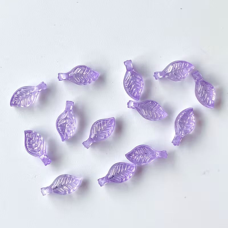 Margele acrilice frunza 8x5mm mov