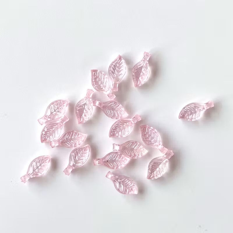 Margele acrilice frunza 8x5mm roz