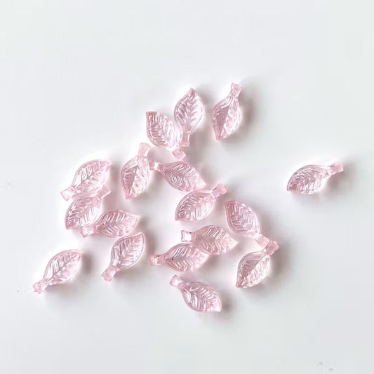 Margele acrilice frunza 8x5mm roz