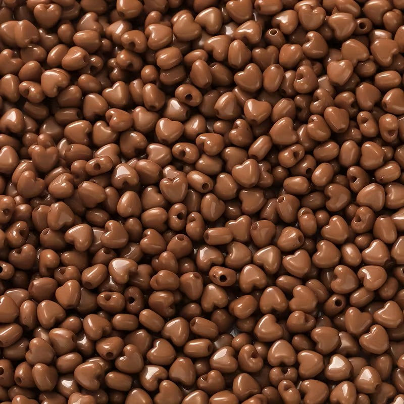 Margele acrilice inima 5mm maro