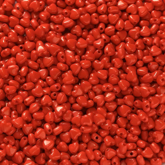 Margele acrilice inima 5mm rosu