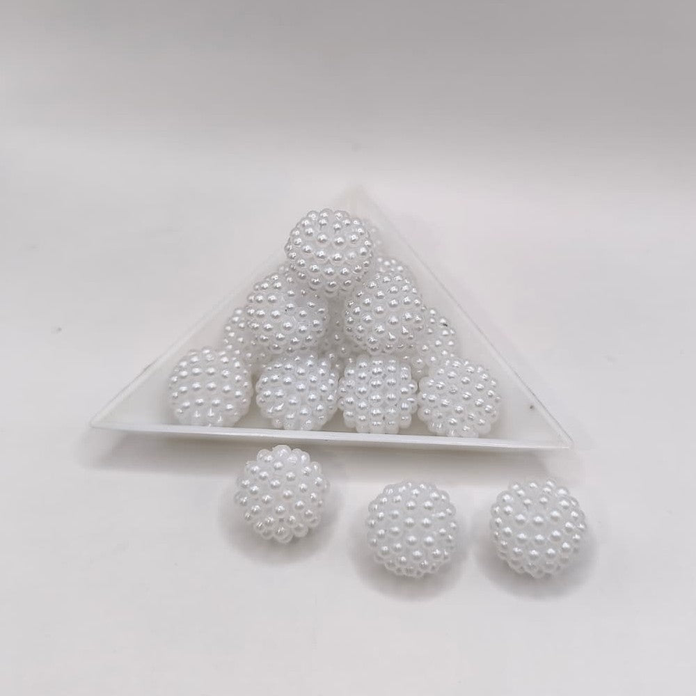 Margele acrilice tip mura 14mm alb