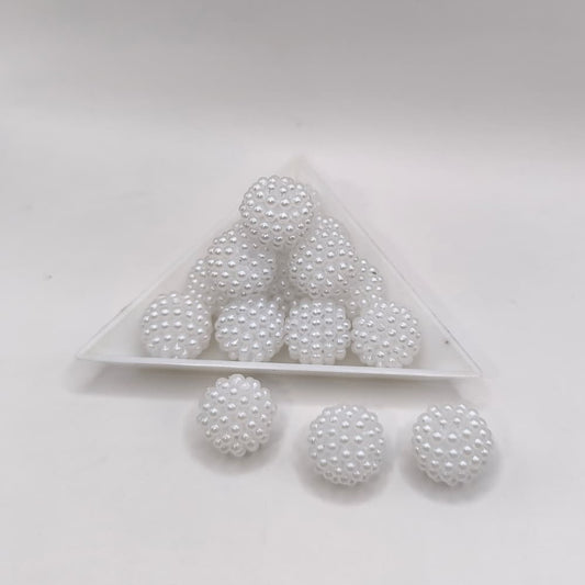 Margele acrilice tip mura 14mm alb