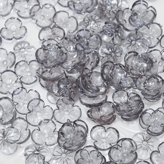 Margele acrilice petale 10mm gri