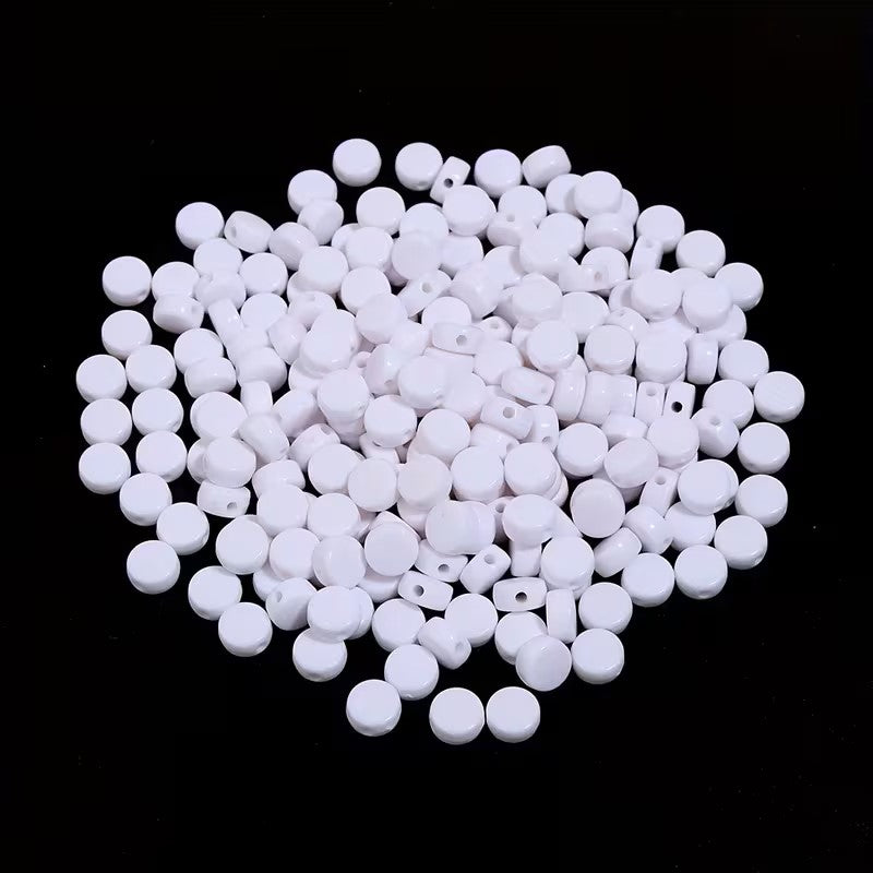 Margele acrilice rotunde plate 7mm alb