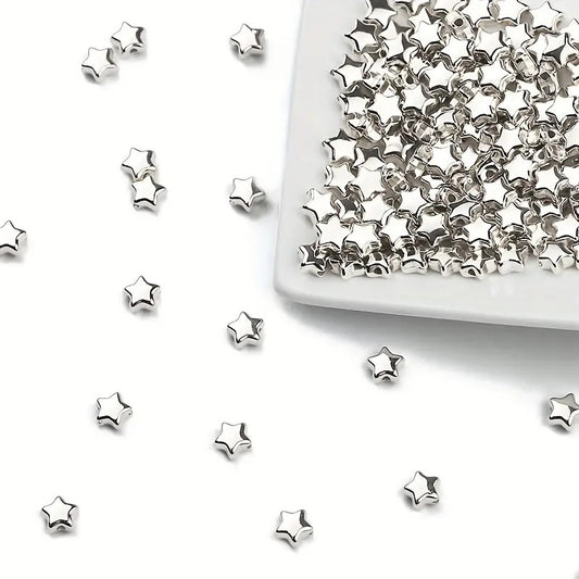 Margele acrilice stea 6mm argintiu