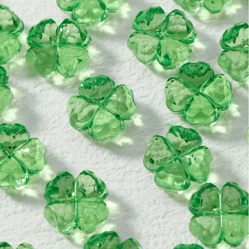 Margele acrilice trifoi 12mm verde