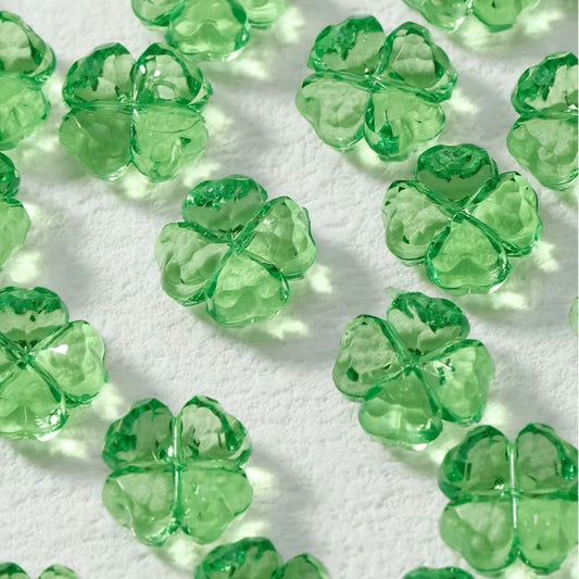 Margele acrilice trifoi 12mm verde