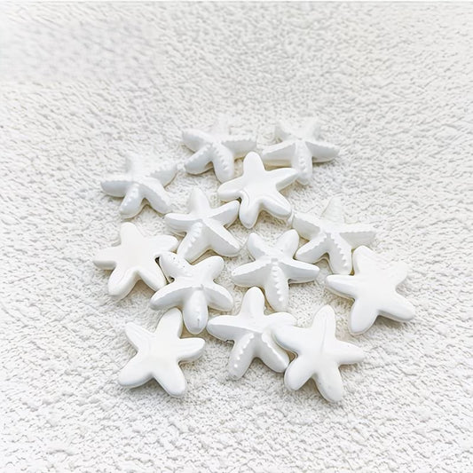 Margele din portelan stea de mare 18mm alb