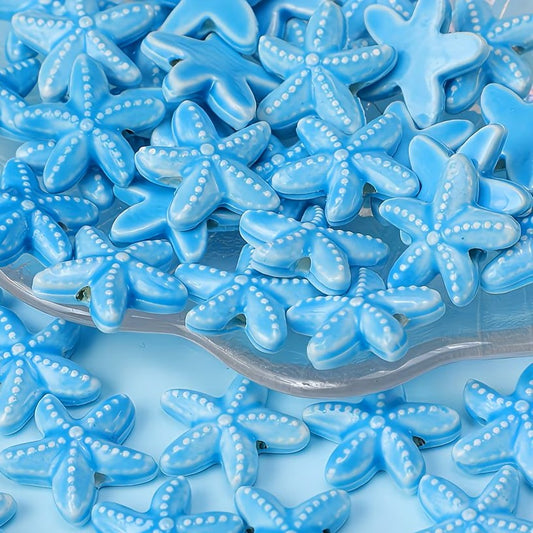 Margele din portelan stea de mare 18mm albastru