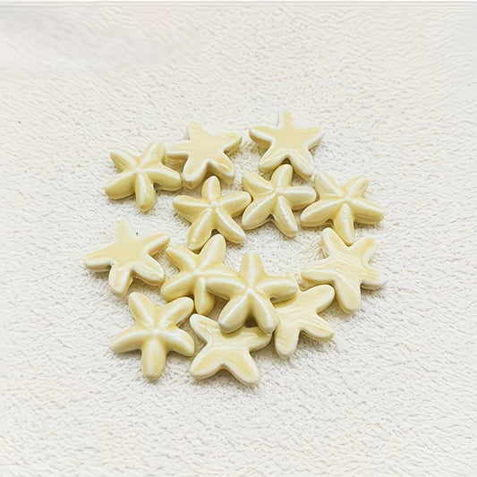 Margele din portelan stea de mare 18mm galben deschis