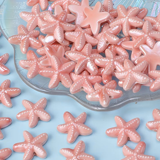 Margele din portelan stea de mare 18mm roz