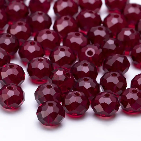 Margele sticla fatetate rondele 4mm visiniu