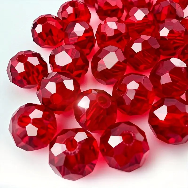 Margele sticla fatetate rondele 6mm rosu inchis