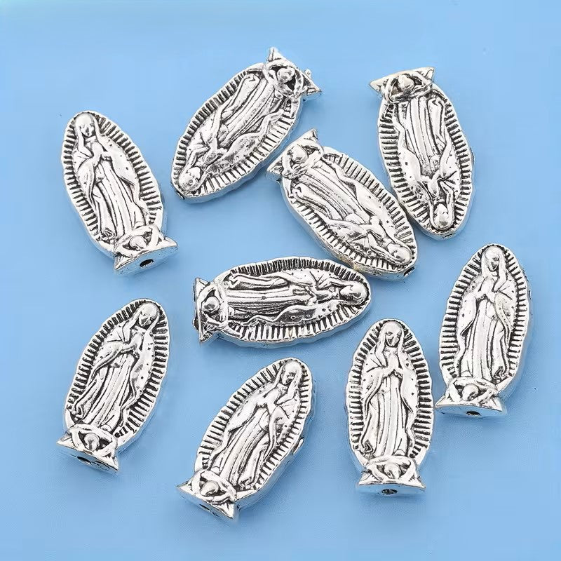 Margele metalice Fecioara Maria 20x10mm argintiu