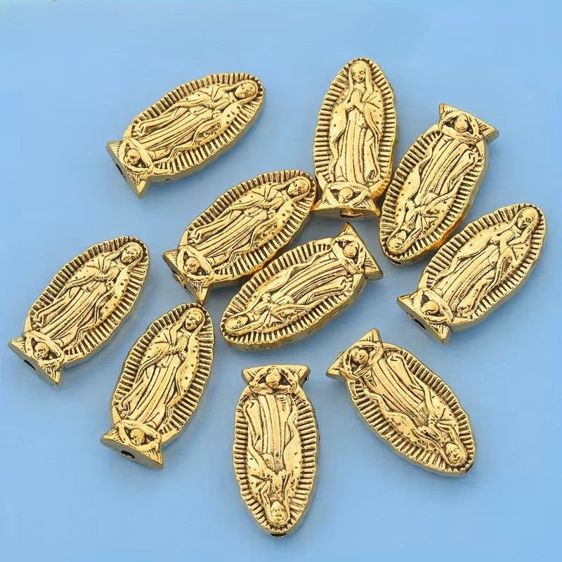 Margele metalice Fecioara Maria 20x10mm auriu