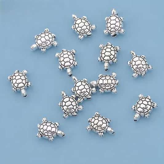 Margele metalice broasca testoasa 10x8mm argintiu