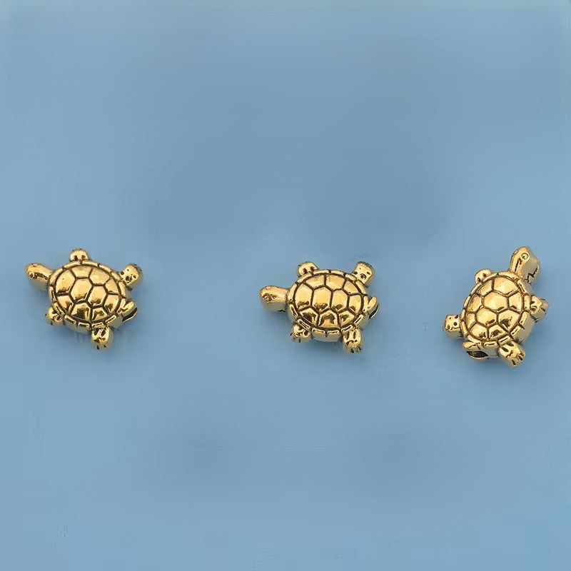 Margele metalice broasca testoasa 10x8mm auriu