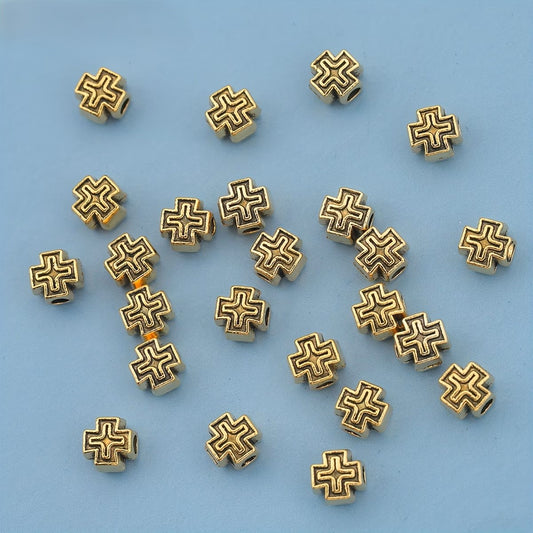 Margele metalice cruce 6mm auriu
