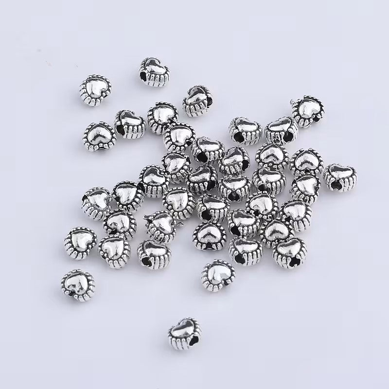 Margele metalice inima 4mm argintiu