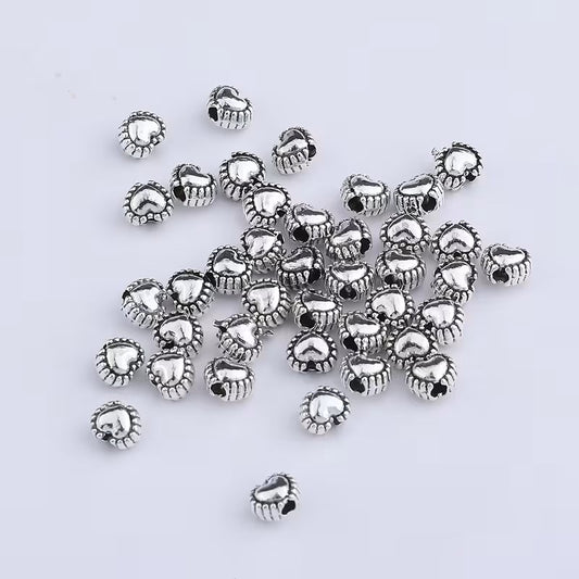 Margele metalice inima 4mm argintiu