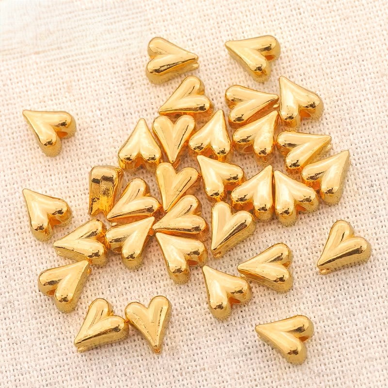 Margele metalice inima 6x8mm auriu