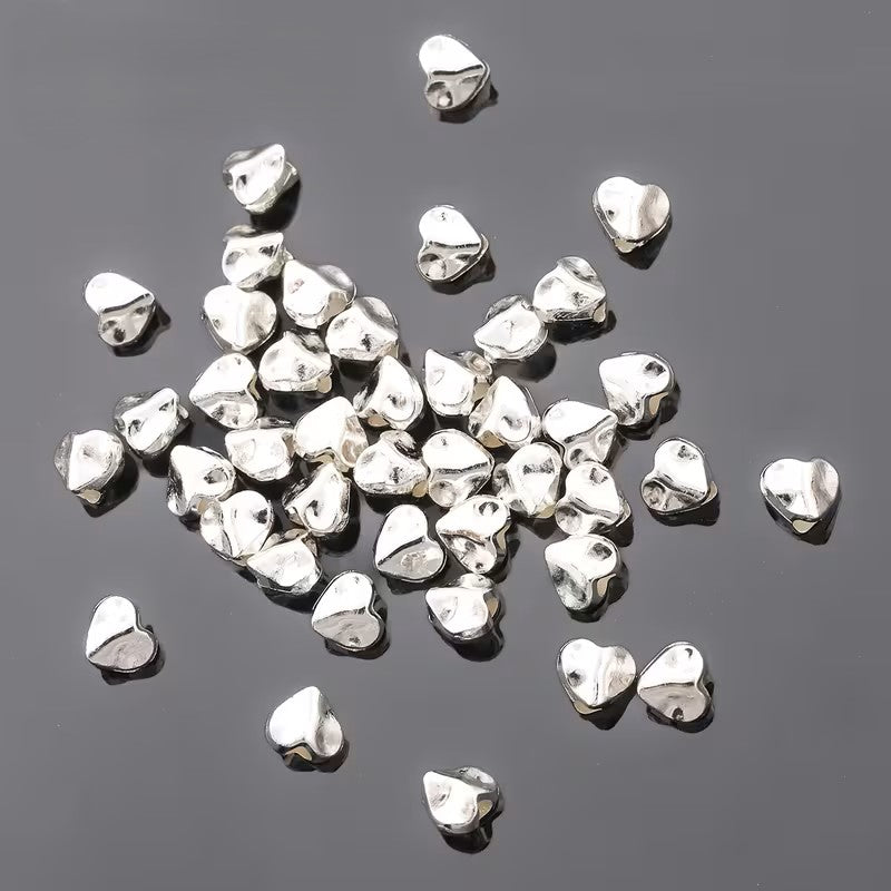 Margele metalice inima abstract 5mm argintiu