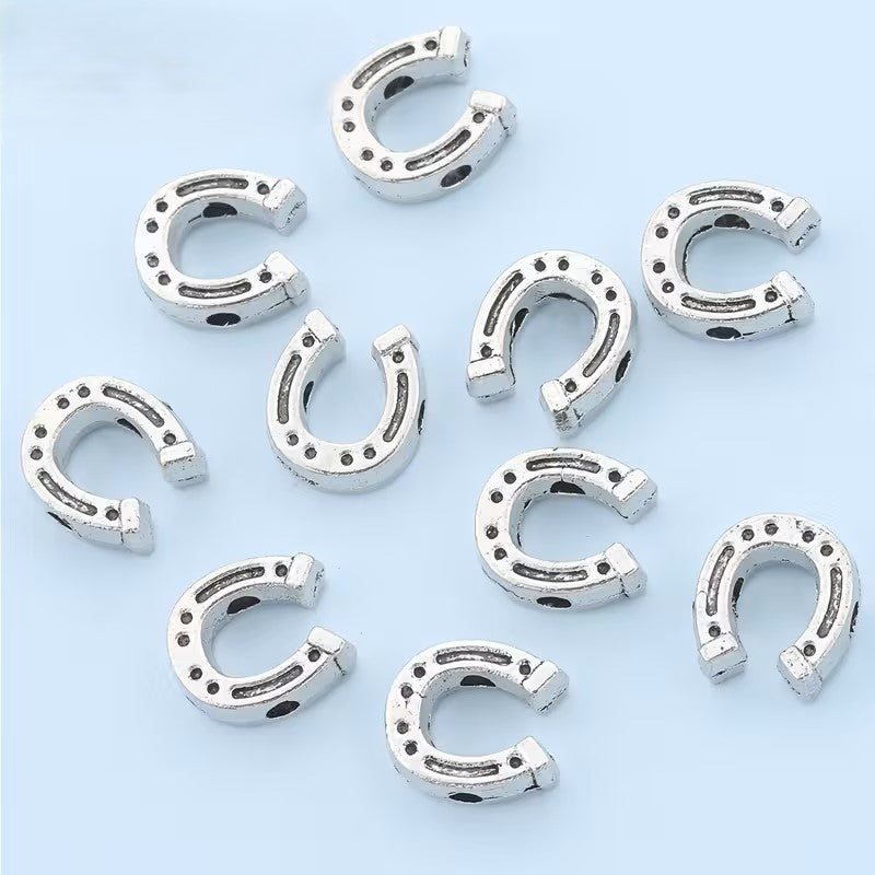 Margele metalice potcoava 10x9mm argintiu