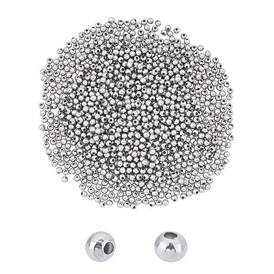 Margele metalice rotunde 2mm argintiu