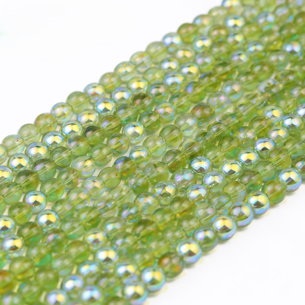 Margele sticla 4mm verde efect AB