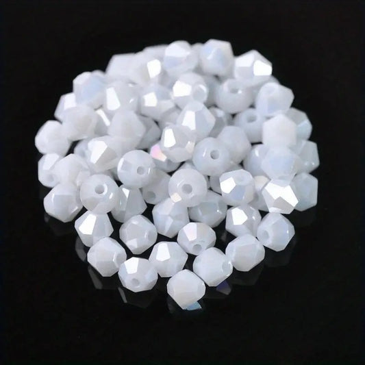 Margele sticla biconice 4mm alb efect AB