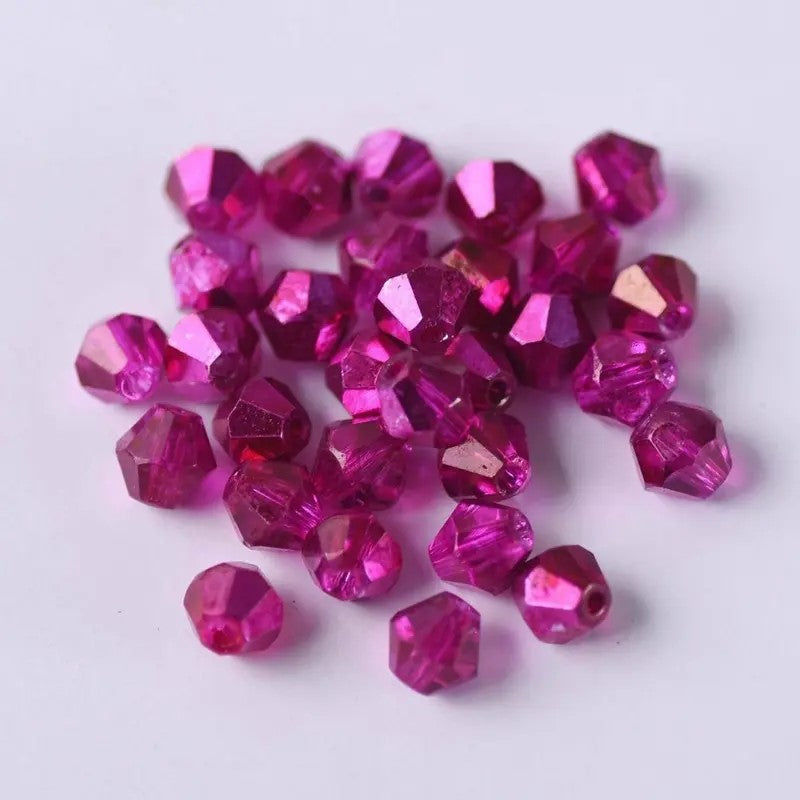 Margele sticla biconice 4mm electroplacat pe jumatate fucsia