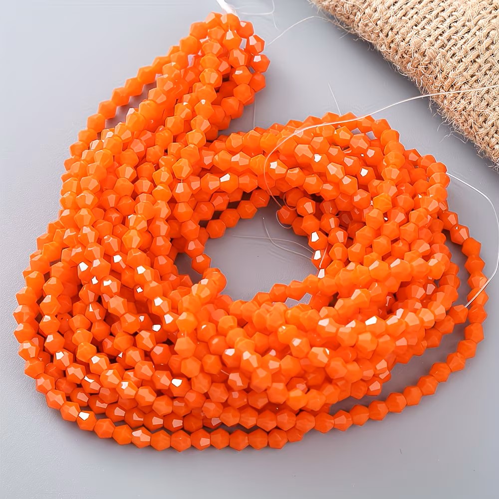 Margele sticla biconice 4mm portocaliu inchis mat