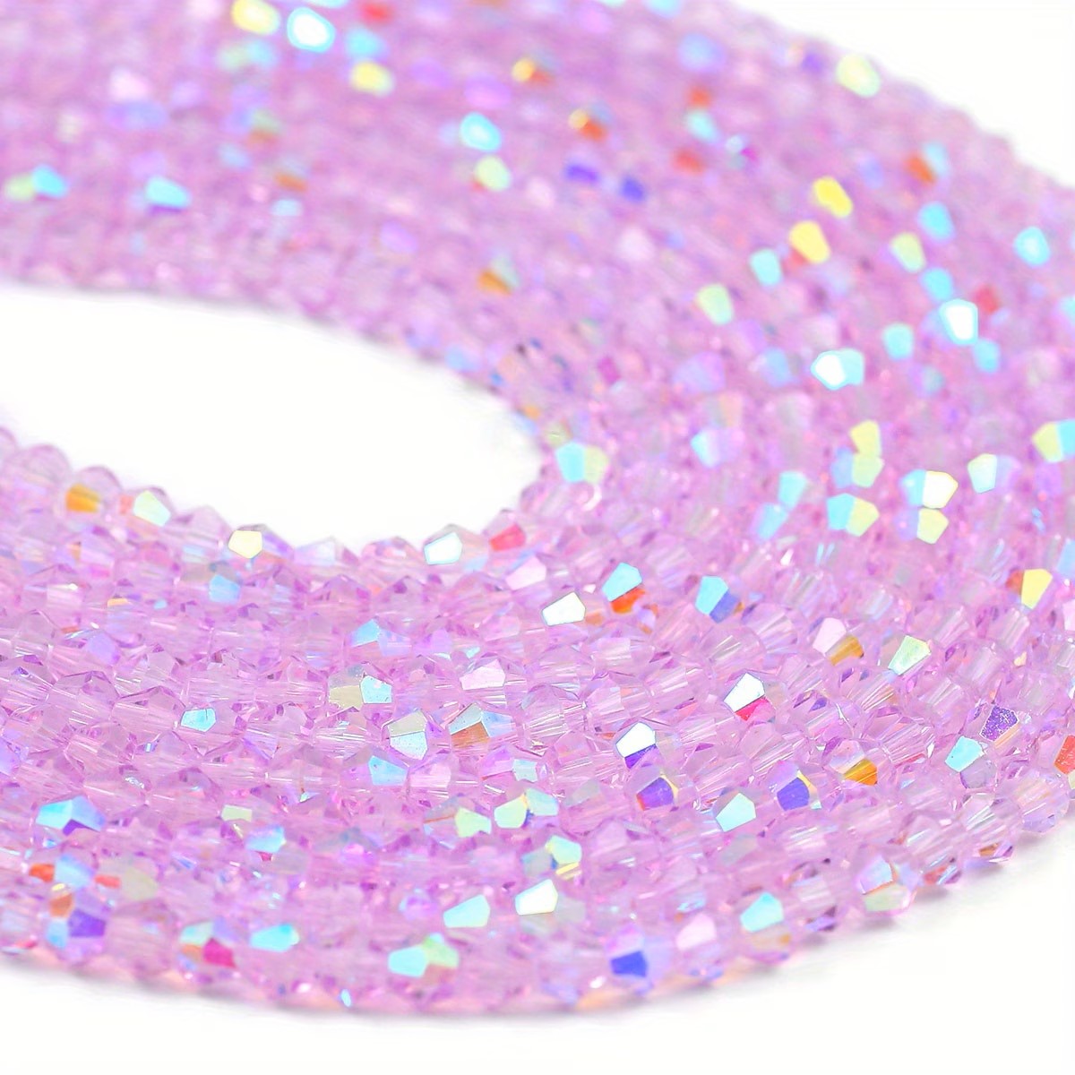 Margele sticla biconice 4mm roz electroplacat efect AB