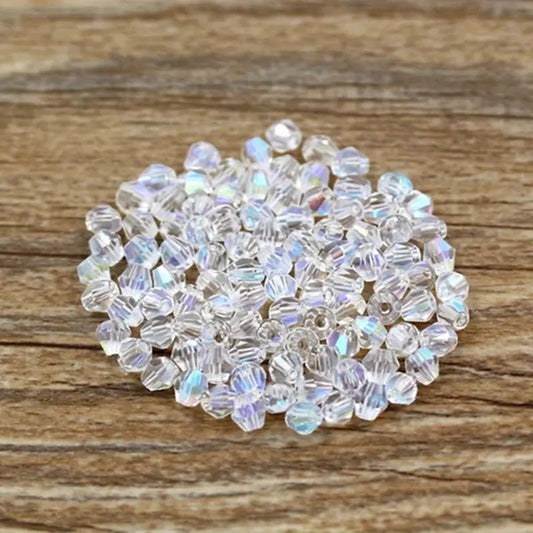 Margele sticla biconice 4mm transparent efect AB