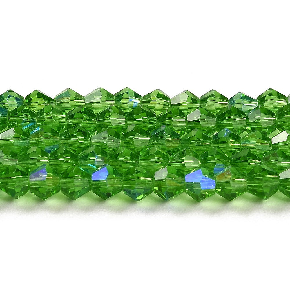 Margele sticla biconice 4mm verde deschis efect AB