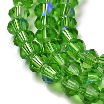 Margele sticla biconice 4mm verde deschis efect AB