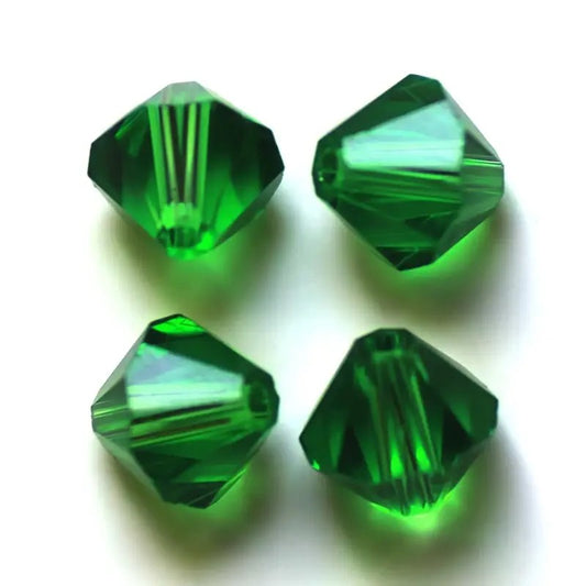 Margele sticla biconice 4mm verde inchis