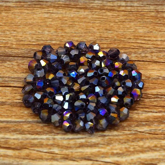Margele sticla biconice 4mm violet efect AB