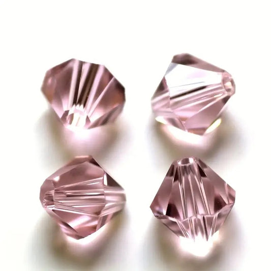 Margele sticla biconice 6mm roz