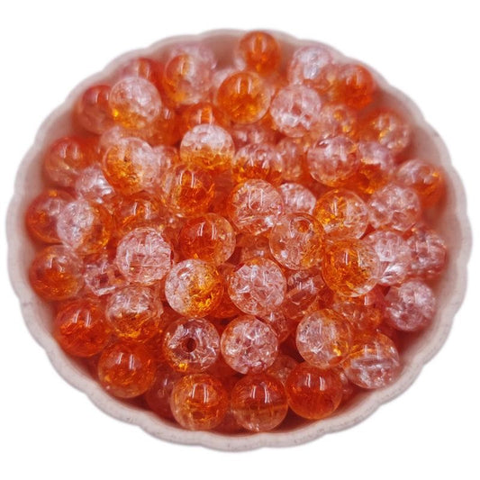 Margele sticla crackle 6mm portocaliu