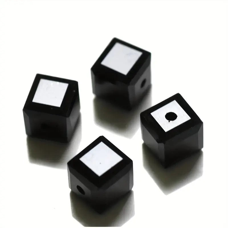 Margele sticla cub 6mm negru