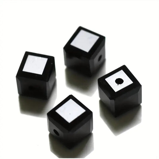 Margele sticla cub 6mm negru