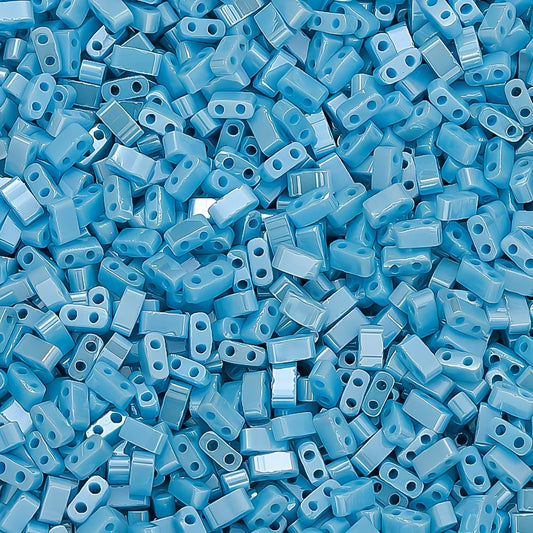 Margele sticla cu doua orificii 5x2.5mm albastru