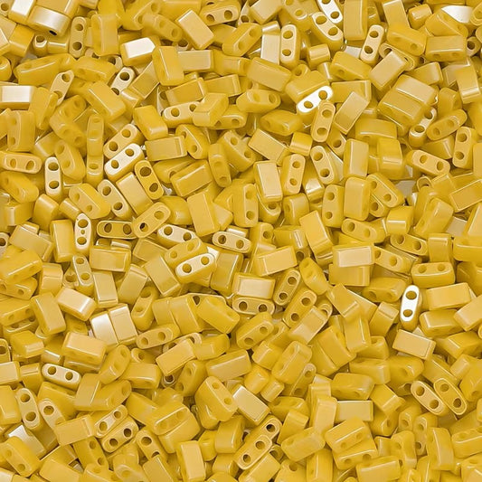 Margele sticla cu doua orificii 5x2.5mm galben