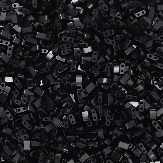 Margele sticla cu doua orificii 5x2.5mm negru