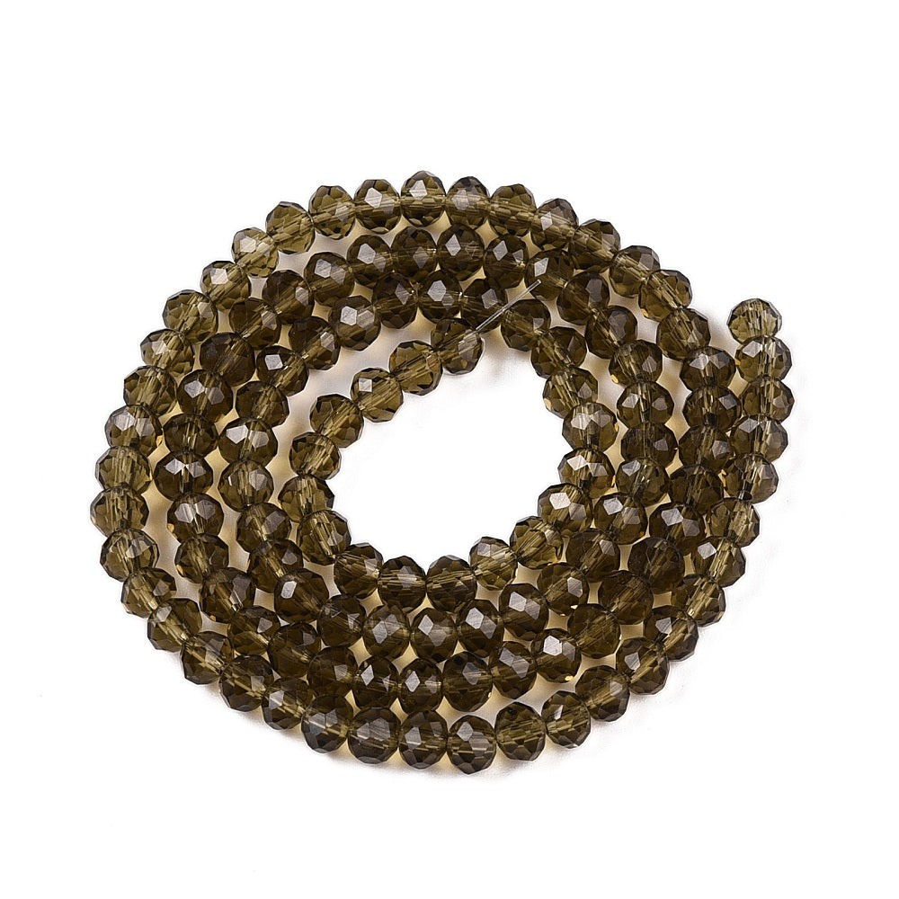 Margele sticla fatetate rondele 4mm fumuriu