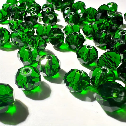 Margele sticla fatetate rondele 8mm verde inchis